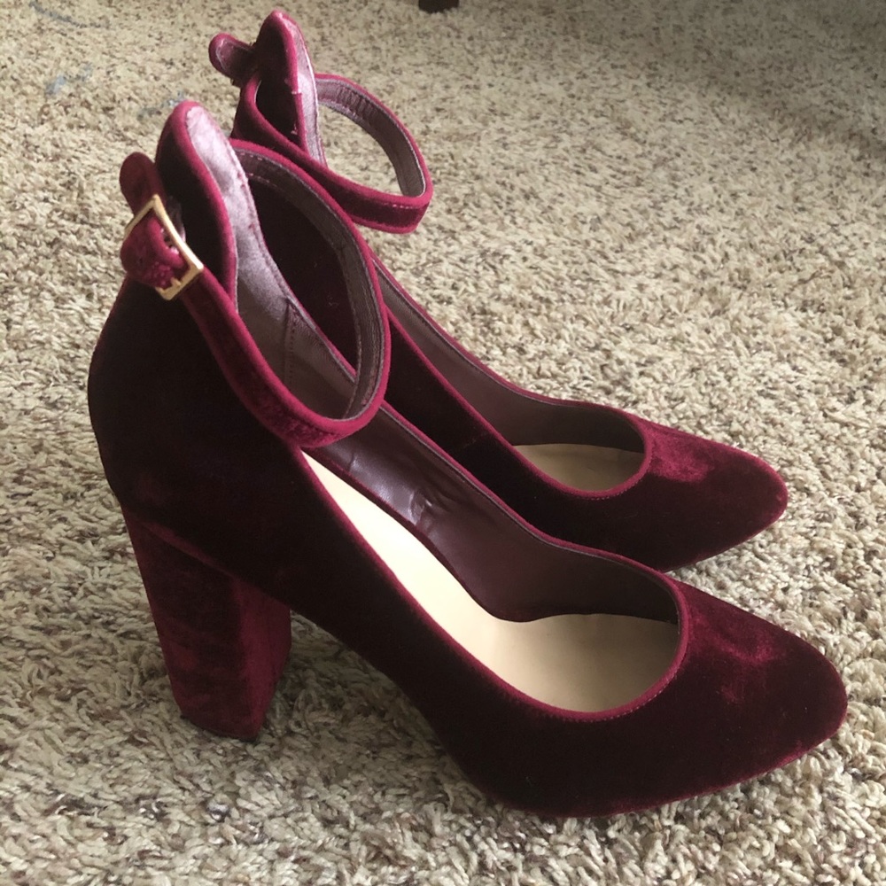 Burgundy Block Heel Pumps - Size 12